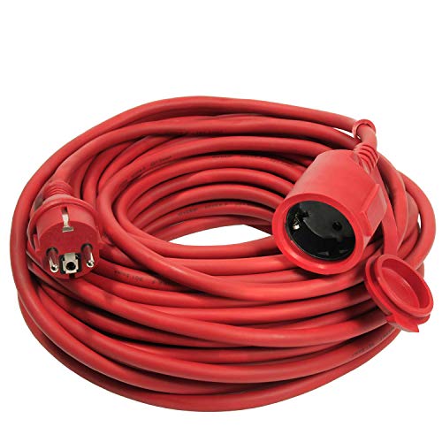 AS Schwabe 60265 - Cable alargador eléctrico de goma (50 m, H05RR-F 3G1,5, IP44 en exteriores), color rojo