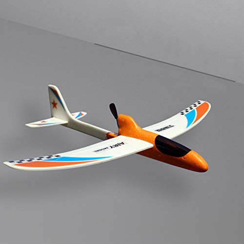 Avión RC Juguete Educativo DIY Planeador Modelo de Regalo Espuma Niños Streamline Condensador eléctrico Lanzamiento de la Mano Divertido(Naranja)