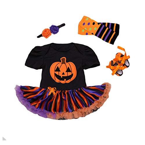 BabyPreg Mi Primer Traje de Halloween para niña Infantil Disfraz de Acción de Gracias Conjunto de Vestido de Calabaza para bebé (3-6 Meses, Calabaza Naranja)