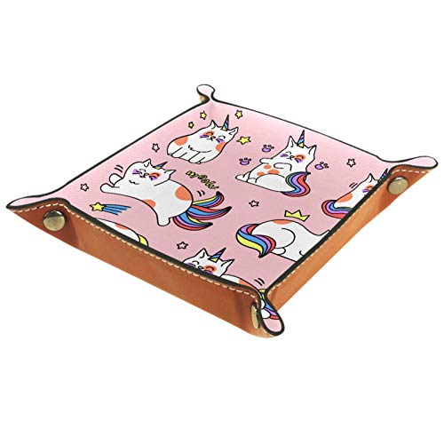 Bandeja de valet Organizador de escritorio Caja de almacenamiento Juego de unicornio de gato de cuero Bandeja de recogida para uso doméstico