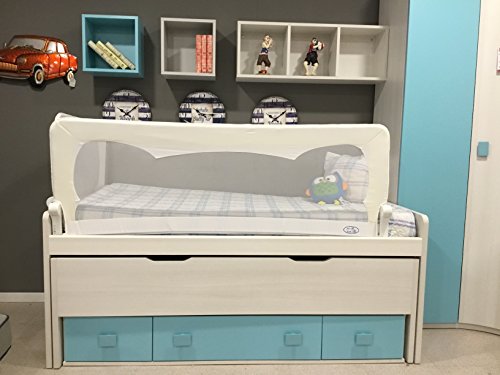 Barrera de cama para bebé, 180 x 65 cm. Modelo en blanco. Barrera de seguridad.