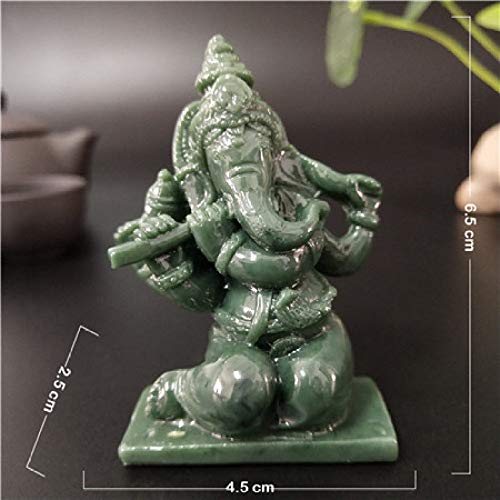 BENGKUI Escultura,Estatua De Ganesha Buda Elefante Escultura De Dios Tocando Música Adorno De Piedra De Jade Artificial Decoración del Jardín del Hogar Estatuas De Buda, Style5