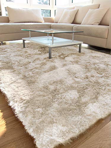 benuta Alfombra Shaggy de Pelo Largo Whisper Cuadrada Beige 60 x 60 cm | Alfombra de Pelo Largo para Dormitorio y salón