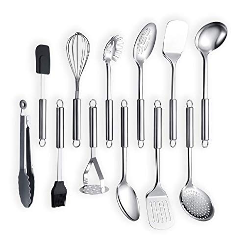 Berglander Utensilio de cocina de acero inoxidable de 12 piezas, cuchara de cocina, utensilios de cocina Utensilio de cocina (12 piezas)