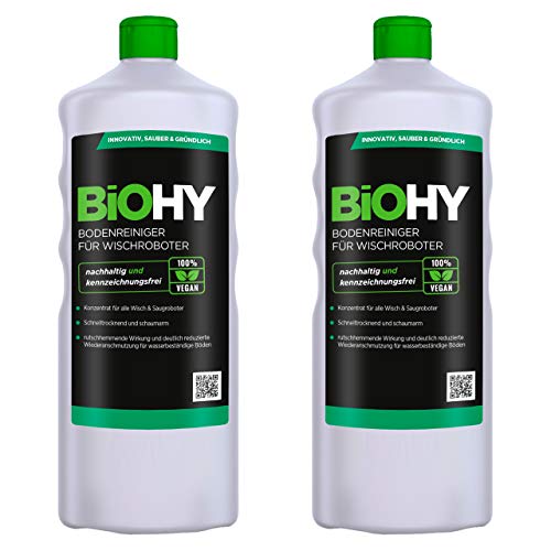 BiOHY Limpiador pisos para robots limpiadores (2 botellas de 1 litro) | Concentrado para todos robot aspirador con función húmeda - sostenible y ecológico (Reiniger für Wischroboter) BiOHY Limpiador pisos para robots limpiadores (2 botellas de 1 litro) | Concentrado para todos robot aspirador con función húmeda - sostenible y ecológico (Reiniger für Wischroboter)