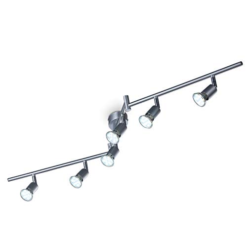 B.K.Licht - Lámpara de techo con 6 focos LED GU10, focos ajustables y giratorios para interiores B.K.Licht - Lámpara de techo con 6 focos LED GU10, focos ajustables y giratorios para interiores