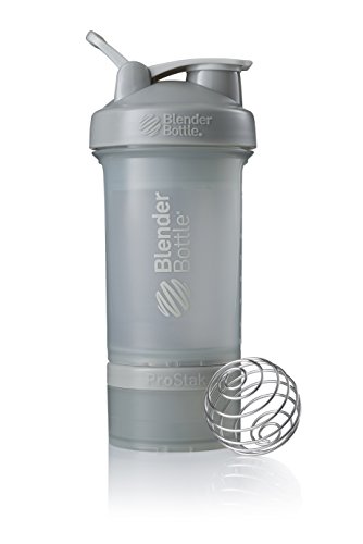 BlenderBottle ProStak Full Color Botella de Agua y Accesorios, Unisex Adulto, Gris guijarro, 650 ml