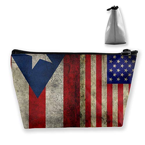 Bolsa de maquillaje de la bandera de Puerto Rico USA Trapezoide para mujer
