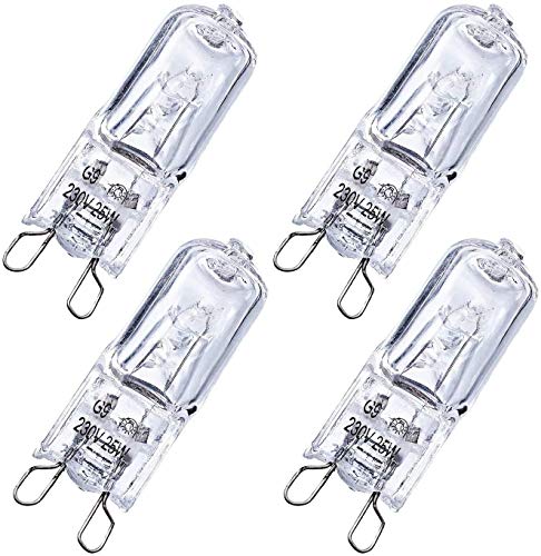 Bombillas Halógenas G9 25W 230V para Horno y Microondas, Bombilla Blanco Cálido Poweka 2700K Tolerante al Calor 300 ° (4 Piezas) Bombillas Halógenas G9 25W 230V para Horno y Microondas, Bombilla Blanco Cálido Poweka 2700K Tolerante al Calor 300 ° (4 Piezas)