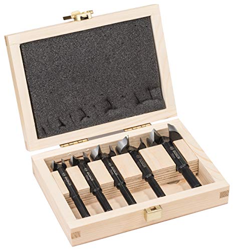 Bosch Professional Set de 5 brocas fresadoras para madera (para madera, Ø 15/20/25/30/35 mm, longitud 90 mm, accesorios para taladro)