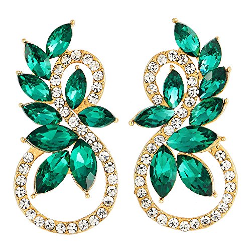 Brillante Rhinestones Verde Azulado Marquesa Cristal 8 Formas Infinitas Oro Pendientes, Fiesta Prom Vestir