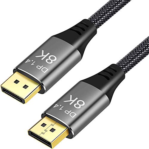 CABLEDECONN DisplayPort Cable Ultra HD 8K 4K Cable de Cobre DP 1.4 8K@60Hz 4K@144Hz Alta Velocidad 32.4Gbps HDCP 3D Slim y Flexible DP a DP Cable 1,5m 5ft