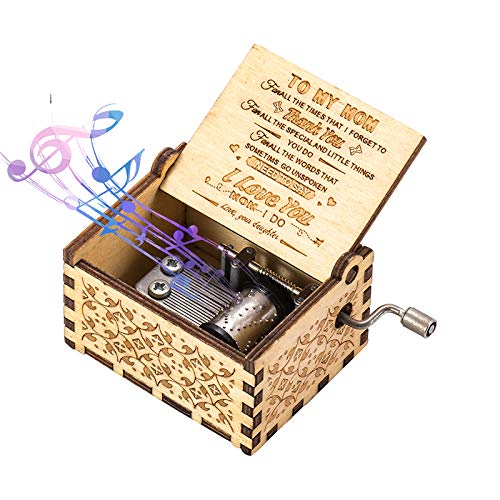 Caja de Música de Manivela You Are My Sunshine Grabadas con Láser Caja de Música de Madera Vintage Regalo para Cumpleaños, Navidad, Año Nuevo, Día de San Valentín