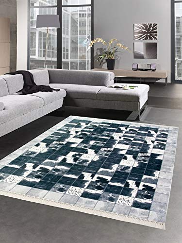 CARPETIA Alfombra de Piel de Vaca imitación Patchwork en Negro Gris Blanco Größe 160x230 cm