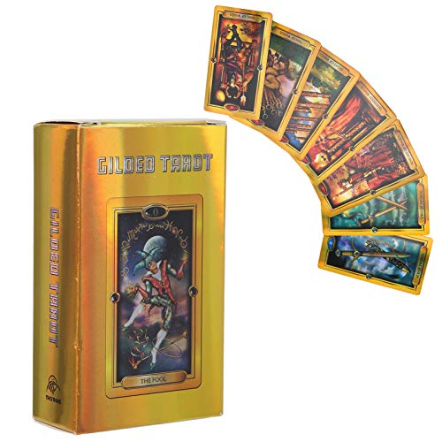 Cartas de Tarot Doradas Fáciles, 78 Gold Tarot Cards Deck Juego de Mesa Interactivo Familiar en Inglés Tarjeta de Tarot, Tarjetas de Papel Holograma con Efecto Flash para Principiantes Cartas de Tarot Doradas Fáciles, 78 Gold Tarot Cards Deck Juego de Mesa Interactivo Familiar en Inglés Tarjeta de Tarot, Tarjetas de Papel Holograma con Efecto Flash para Principiantes