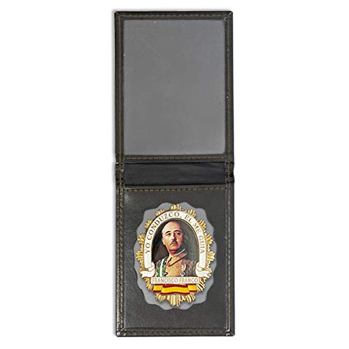 Cartera + Placa Francisco Franco (Yo conduzco, él me guía) | Cartera de Polipiel identificativa con Chapa/Insignia para decoración, coleccionismo y atrezzo Cartera + Placa Francisco Franco (Yo conduzco, él me guía) | Cartera de Polipiel identificativa con Chapa/Insignia para decoración, coleccionismo y atrezzo