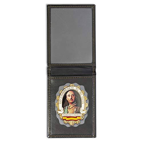 Cartera + Placa Francisco Franco (Yo conduzco, él me guía) | Cartera de Polipiel identificativa con Chapa/Insignia para decoración, coleccionismo y atrezzo