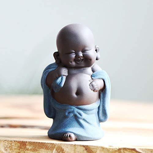 Cerámica Diminuta Estatua de Buda Linda Monje Estatuilla Creativo Bebé Manualidades Muñecas Adornos Regalo Clásico Delicado Artesanías de cerámica Accesorios de té 4 '' Pulgadas de Alto (Estilo 4)