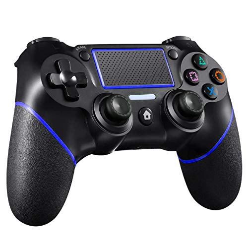 CHEREEKI Mando para PS4, Controlador inalámbrico Compatible con PS-4 /Pro/Slim Mando Inalámbrico on Vibración Doble 6-Axis Panel Táctil (Azul)