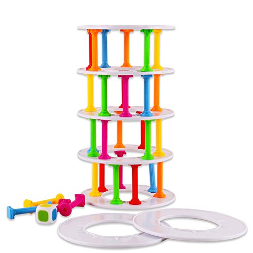 CHMORA Juegos de mesa para niños, Wobbly Tower Colapse Juego de apilamiento Columna Juegos de mesa Desafío Juego Divertido Juguete