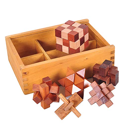 Chonor 6 Piezas Cubo Rompecabezas 3D de Madera del Enigma Juego Puzle con la Caja de Madera - Clásica de Cerradura de Brain Teaser Puzzle IQ Juguetes para Niños y Adultos - Idea Perfecta del Regalo Chonor 6 Piezas Cubo Rompecabezas 3D de Madera del Enigma Juego Puzle con la Caja de Madera - Clásica de Cerradura de Brain Teaser Puzzle IQ Juguetes para Niños y Adultos - Idea Perfecta del Regalo