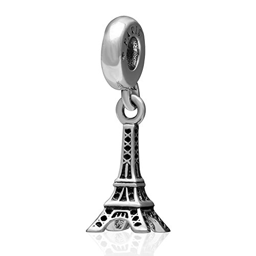 Colgante de plata de ley 925 con diseño de Torre Eiffel de Viaje París para pulseras de estilo europeo