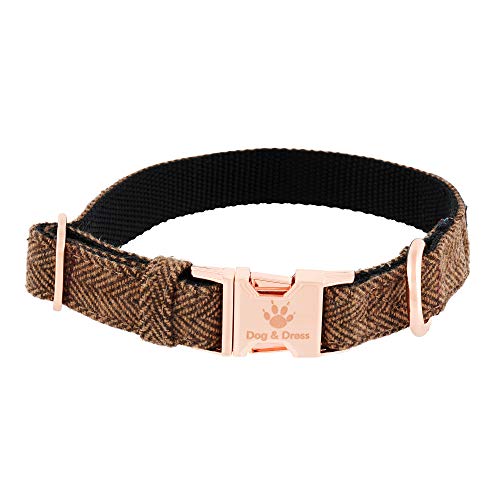 Collar de Perro Argos, Oro Rosa, Ajustable, Perros Grandes y Perros pequeños, Nailon Tweed, Perro Regalo (S/M 31-40 cm) Collar de Perro Argos, Oro Rosa, Ajustable, Perros Grandes y Perros pequeños, Nailon Tweed, Perro Regalo (S/M 31-40 cm)