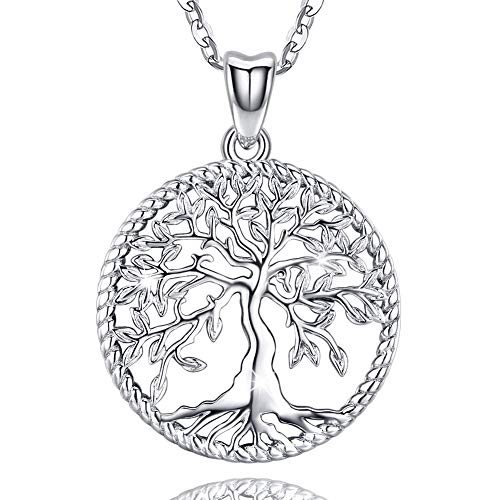 Collar de Plata Para Mujer con Caja de Regalo, Friggem Joya Colgante de Plata de áRbol de La Vida - CumpleañOs y Mejor Amiga