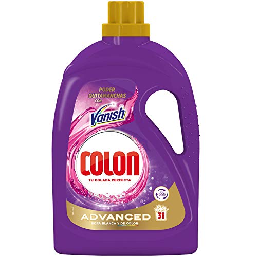 Colon Vanish Advanced - Detergente para Lavadora con Quitamanchas (Adecuado para Ropa Blanca y de Color, Formato Gel, Hasta 31 Dosis), 1 x 200 ml