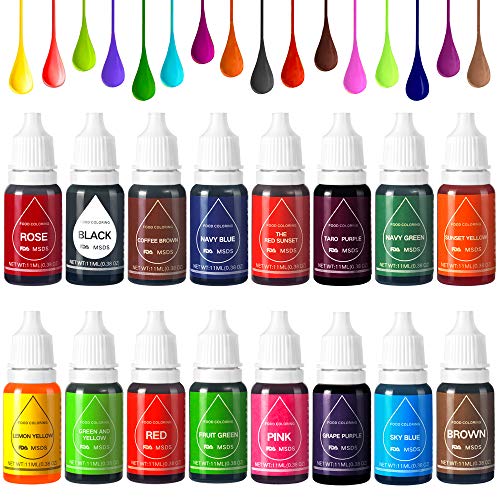 Colorante Alimentario Liquido Food Dye Coloring Set 16x11ml, Alta Concentración Líquido Set Para los Bebidas,Reposteria,Pasteles Alimentoss y Sime Colorear-16 Colores