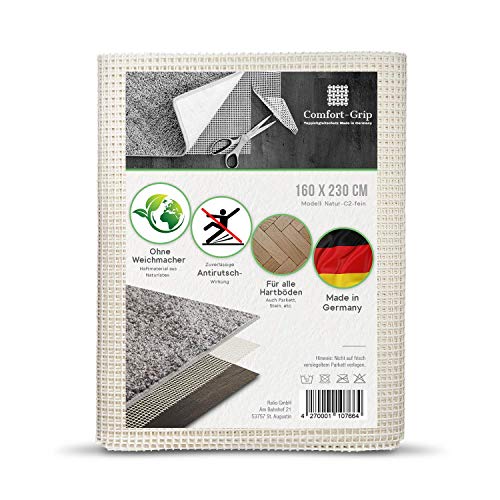 Comfort-Grip Premium - Base antideslizante para alfombra (160 x 230 cm, rejilla antiadherente), color natural