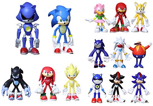 Conjunto de Figuras de Sonic 14 unids / Lote Figuras sónicas Juguete PVC Juguete Sonic Shadow Tails Personajes Figura Juguetes coleccionables Modelo muñeca Juguetes Regalo para niños