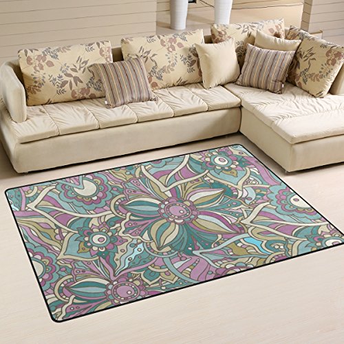 COOSUN Hippie Doodle - Alfombra antideslizante con diseño de flores y hojas para salón, dormitorio, 78,7 x 50,8 cm (31 x 20 pulgadas) COOSUN Hippie Doodle - Alfombra antideslizante con diseño de flores y hojas para salón, dormitorio, 78,7 x 50,8 cm (31 x 20 pulgadas)