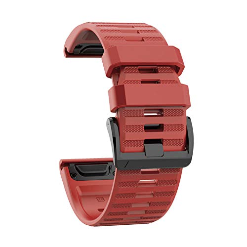 Correa de silicona de repuesto para Fenix6X / fenix5X / fenix3 HR / D2 QuickFit Correa de reloj de silicona suave de 26 mm de ancho, pulsera de reloj deportivo ajustable 2021 (red)