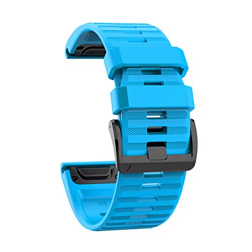 Correa de silicona de repuesto para Fenix6X / fenix5X / fenix3 HR / D2 QuickFit Correa de reloj de silicona suave de 26 mm de ancho, pulsera de reloj deportivo ajustable 2021 (sky blue)