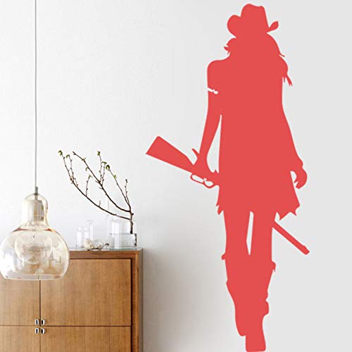 Cowgirl Wall Stickers Texas Wild West Rifle Gun American Style Home Decor Living Room Wall Art Stickerdie 43x91cm