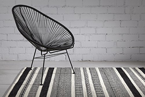 Creative Carpets Alfombra Kilim Étnico, Lana, Blanco y Negro, 160x230 cm