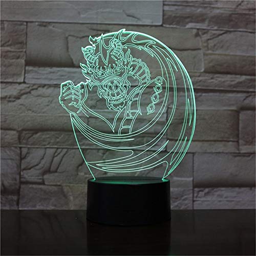 Creativo dragón chino LED luz de noche 3D lámpara de mesa USB acrílico multicolor decoración habitación regalo
