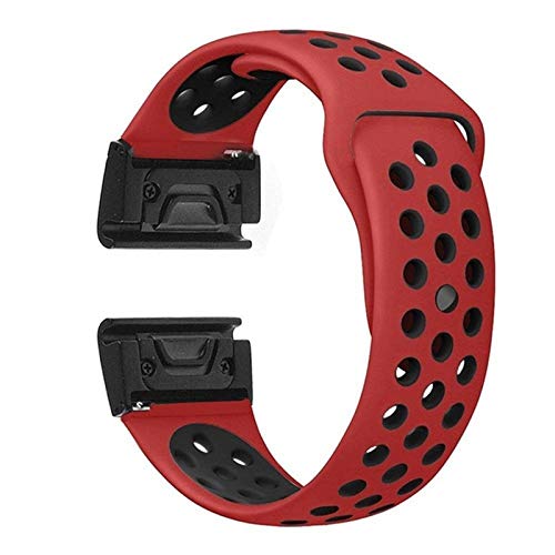 CRFYJ Silicone Watch Band Strap Strap Reemplazo de reemplazo Formin Fenix ​​6 6X 6S Pro 5X 5X 5S Plus Sport Smart Watch Pulsera Reloj Correa (Band Color : Red Black, Band Width : Fenix 6X 6X Pro)