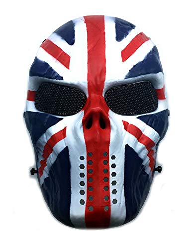 CS mascarilla de protección Halloween Airsoft Paintball Full Face Skull Máscara de esqueleto (Bandera de la Unión)