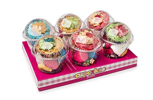 Cupcakes La Asturiana - Envases en forma de cupcake Rellenos de Marshmallows y Golosinas Variadas - Caja con 6 unidades (600 gramos)