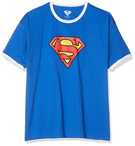 DC Comics Superman Logo Camiseta, Royal/White, XL para Hombre