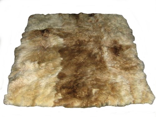 De madera de colour blanco y marrón de Perú Alpacaandmore peruano de alfombra de piel de pelo de la alfombra de alpaca bebé, piel, natural, 150 x 110 cm