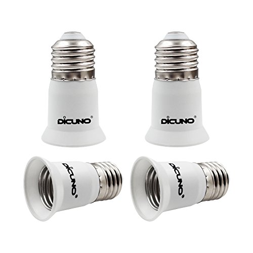DiCUNO E27 a E27 3CM/1.2IN Adaptador extensor, E27 extensión de portalámparas de lámpara, adaptador de portalámparas para bombillas LED y CFL, paquete de 4