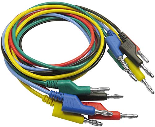 DollaTek Banana Plug a Banana Plug Cable, 5pcs Kit de cables de prueba electrónicos 4mm Banana Plug Safety Cable de prueba de pila de alambre de silicona suave Cable de extensión 14AWG Juego de cables