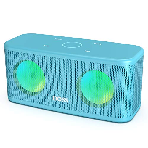 DOSS SoundBox Plus Altavoz Bluetooth Portátil con Sonido HD, Bajos Potentes,Sonido Estéreo TWS, Micrófono, Manos Libres, y 20 Horas de Reproducción para Huawei, Xiaomi-Azul Claro