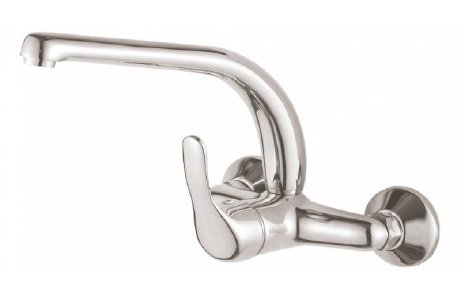 DP Grifería GPA001 Grifo monomando de pared alto tubo Manzanilla (11 cm), Plateado DP Grifería GPA001 Grifo monomando de pared alto tubo Manzanilla (11 cm), Plateado