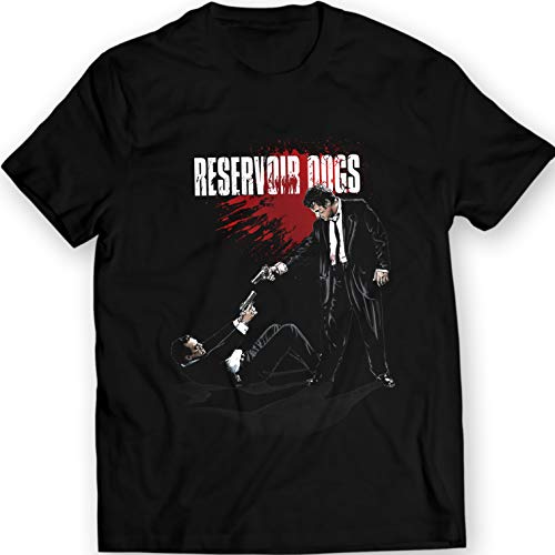 DTG Printing Reservoir Dogs - Buscemi - Keitel - Standoff - Camiseta Quentin Tarantino 100% Algodón (M, Negro)