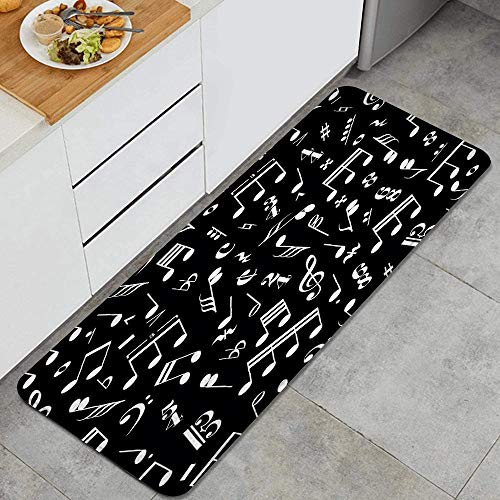 DYCBNESS alfombras de Cocina Antideslizantes Lavables,Un montón de Carteles Musicales y Notas sobre Fondo Negro,con Parte Trasera de Goma, felpudos para Interiores y Exteriores 45x120cm DYCBNESS alfombras de Cocina Antideslizantes Lavables,Un montón de Carteles Musicales y Notas sobre Fondo Negro,con Parte Trasera de Goma, felpudos para Interiores y Exteriores 45x120cm