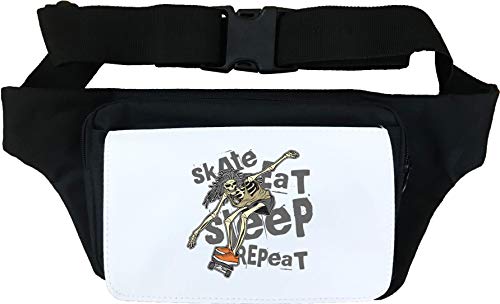 Eat Sleep Skate Repeat Skeleton Cangurera